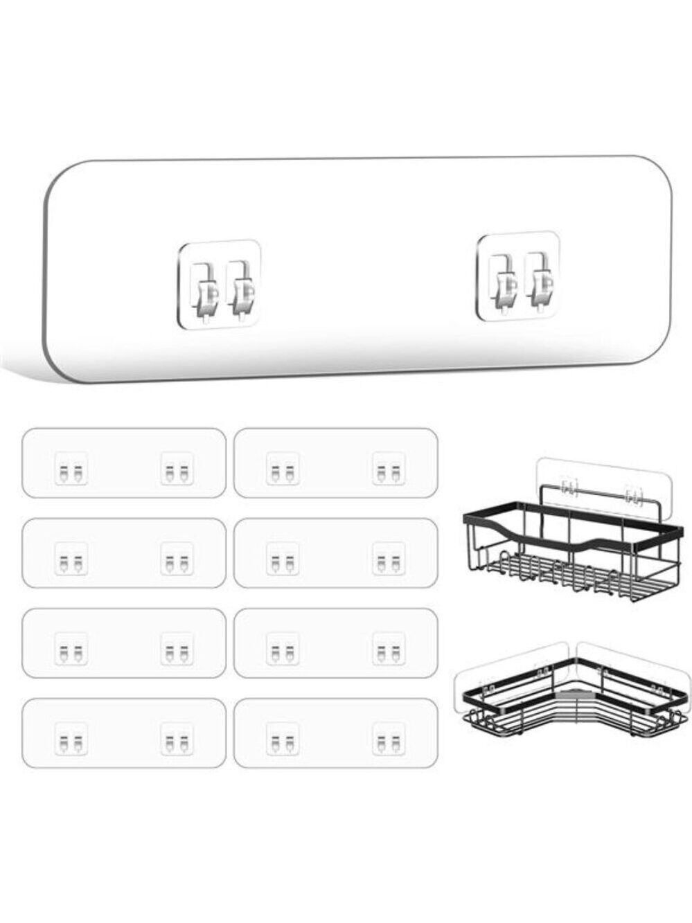Shower Caddy Adhesive Hooks Strong Wall Mount Stickers Bathroom Kitchen Shelf